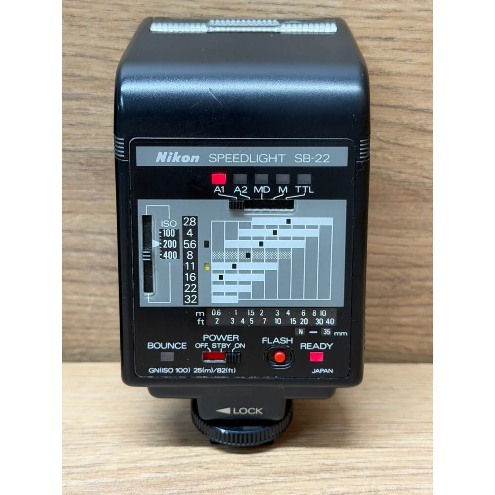 Nikon Speedlight SB-22 Shoe Mount Flash w/ Soft Case - Vintage Tested